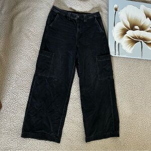 American Eagle Outfitters Black Wide Leg Jeans| Relaxed Fit Cargo Style
